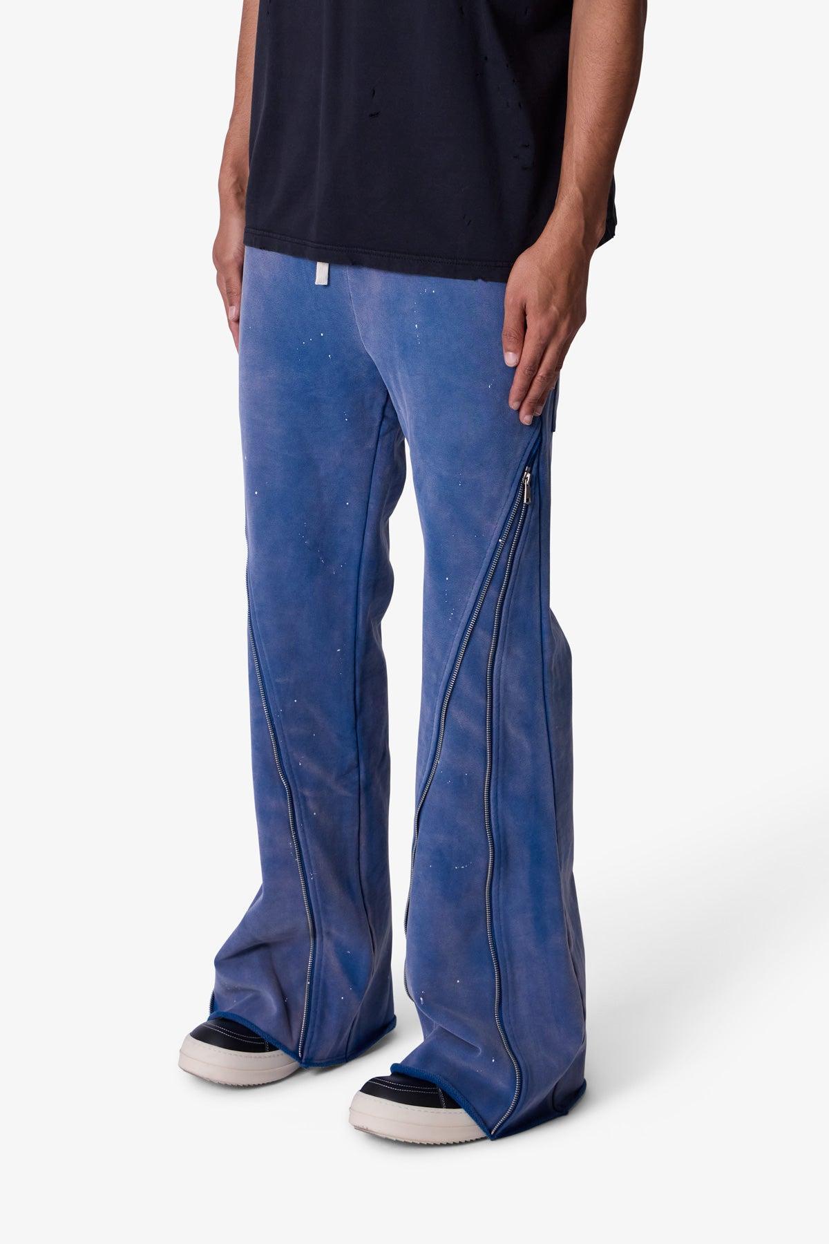 Zipper Flare Sweatpants - Blue Product Image