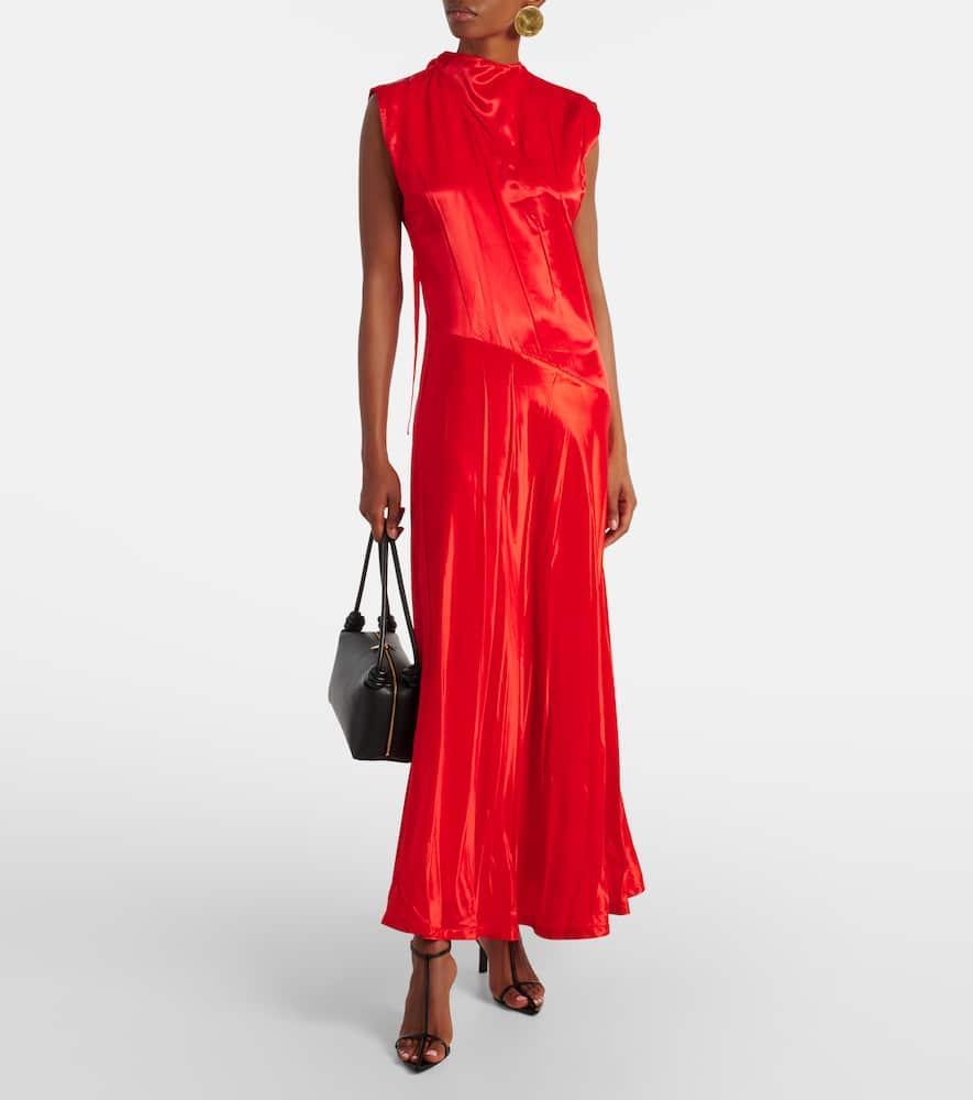 JIL SANDER Satin Midi Dress In Red Product Image