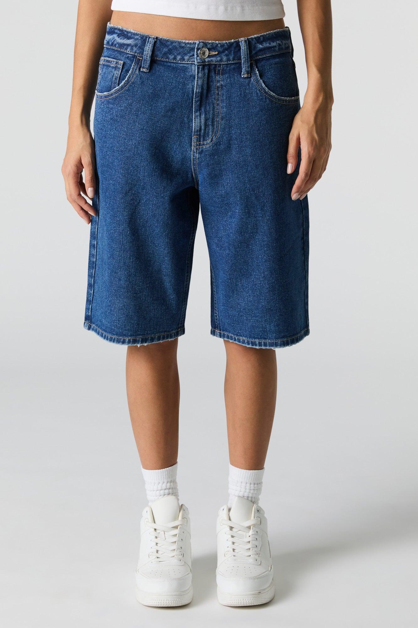 Dark Wash Denim Jort Female Product Image
