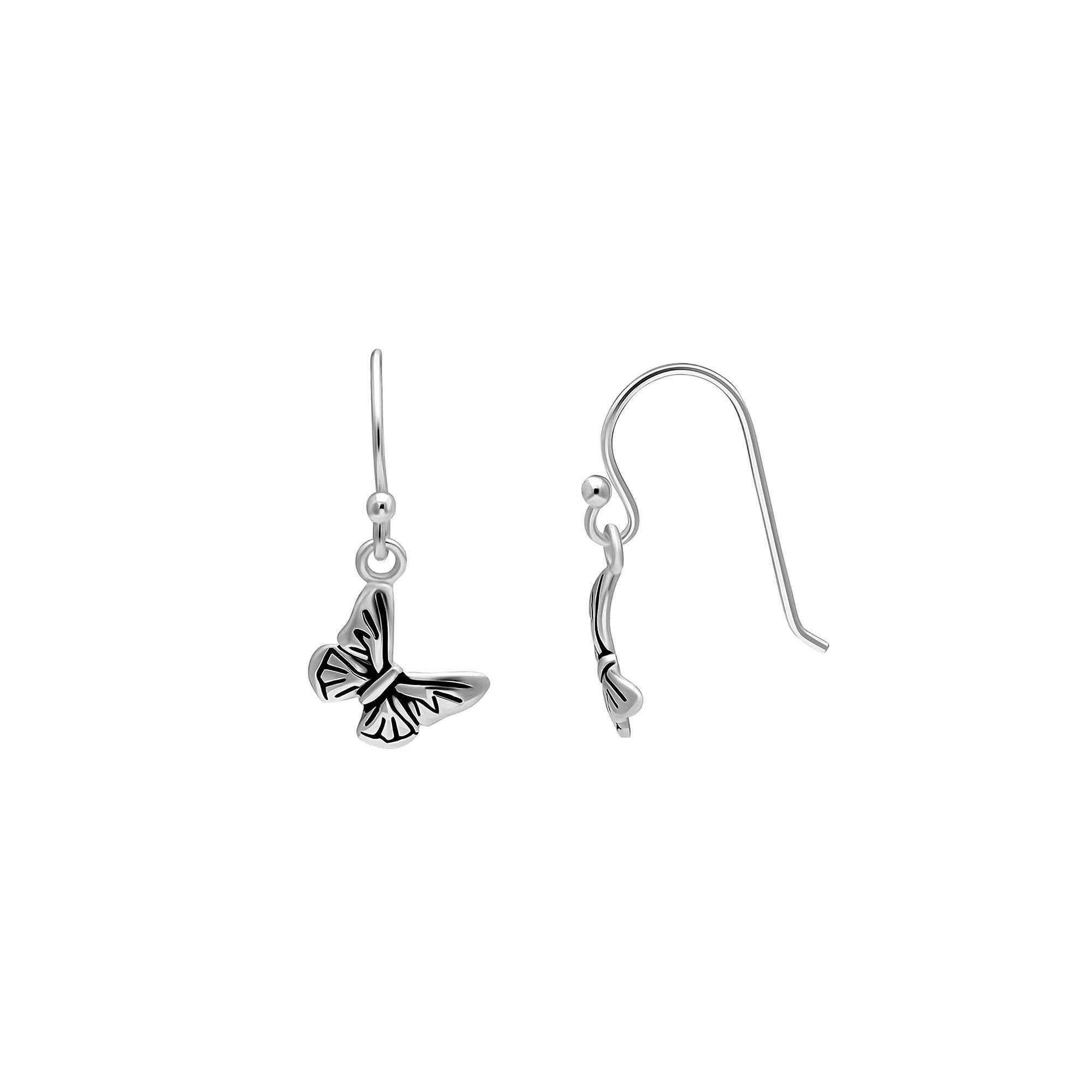 PRIMROSE Sterling Silver Textured Butterfly Drop Earrings, Women's Product Image