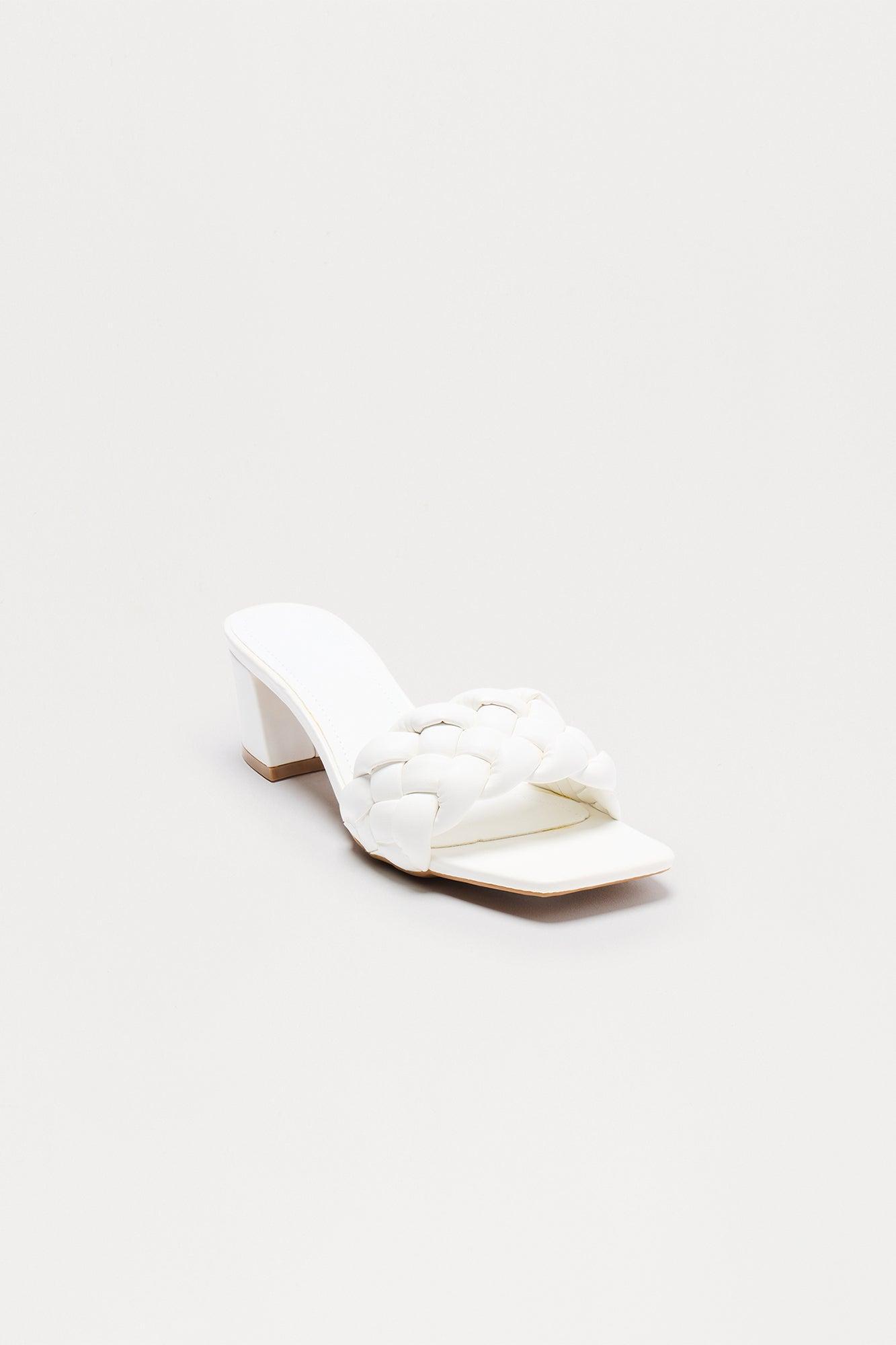 Krayson Braided Strap Mules - White Product Image