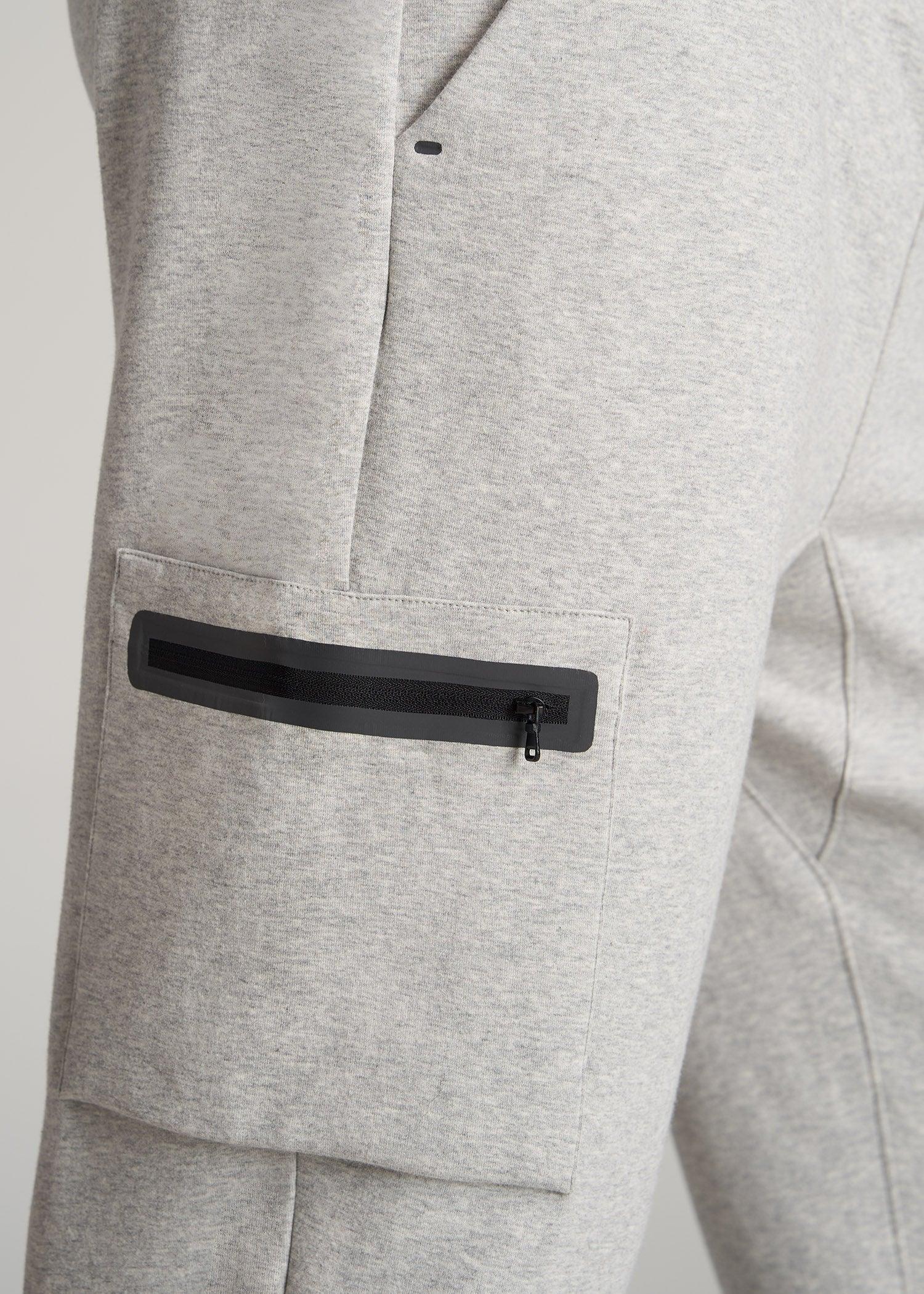Utility Fleece Cargo Joggers for Tall Men in Grey Mix Product Image
