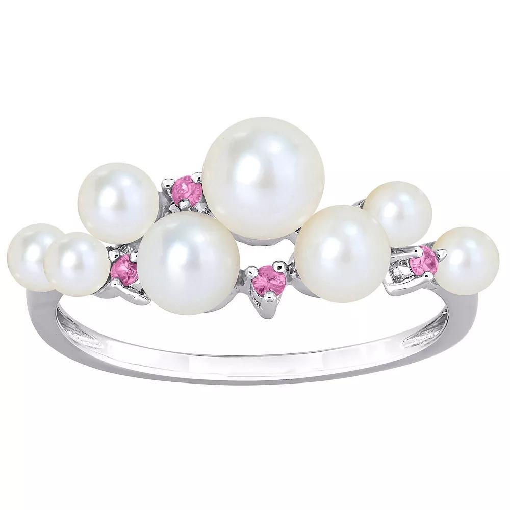 Stella Grace Sterling Silver Pink Sapphire & Freshwater Cultured Pearl Fashion Ring, Women's, Size: 5 Product Image
