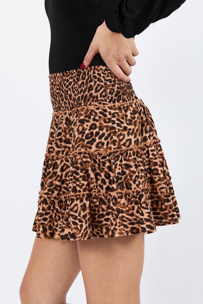 Through The Garden Brown Leopard Mini Skort Product Image