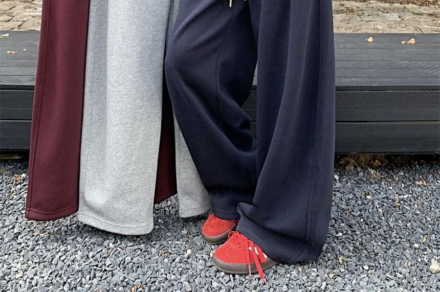 Drawstring Waist Mock Two Piece Wide Leg Sweatpants Product Image