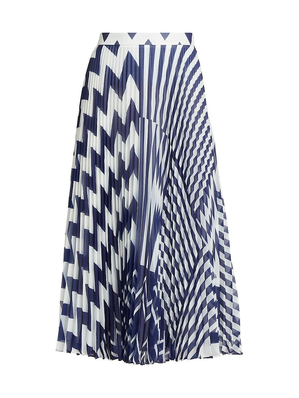 Womens Otha Patchwork Chevron Pleated Maxi Skirt Product Image