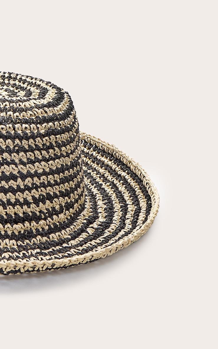 Natural and Black Contrast Raffia Fisherman Hat Product Image