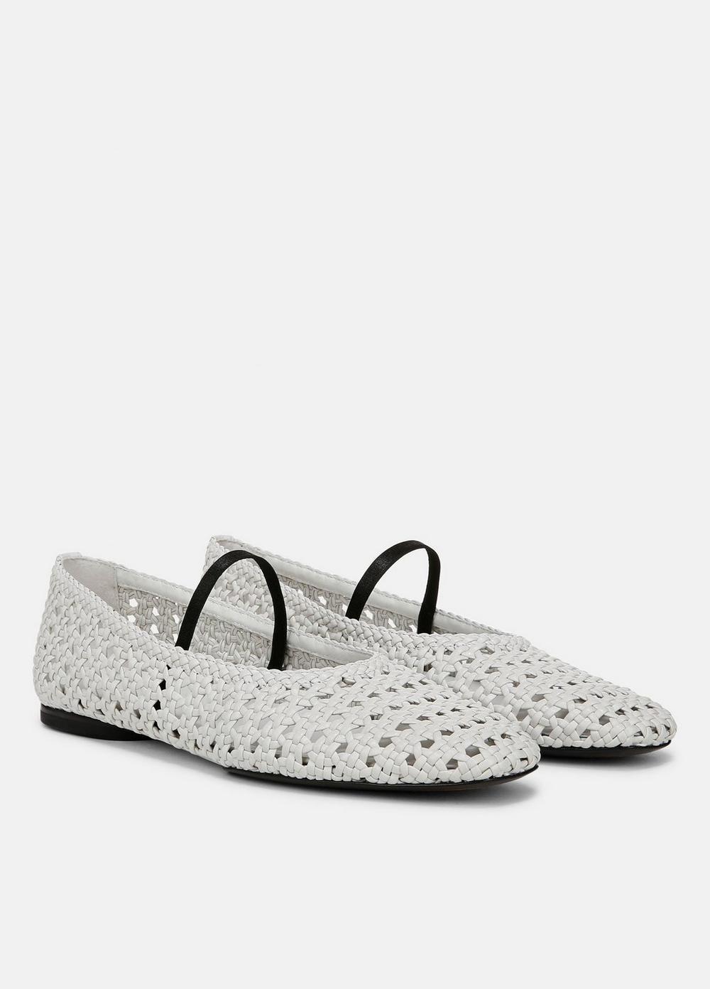 Womens Vivian Leather Mary Jane Flat, White, Size 5 Vince Product Image