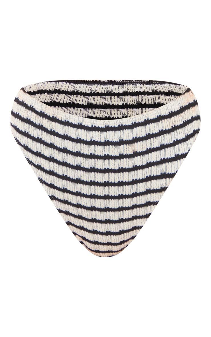 Monochrome Printed Crinkle High Waist High Leg Bikini Bottoms Product Image
