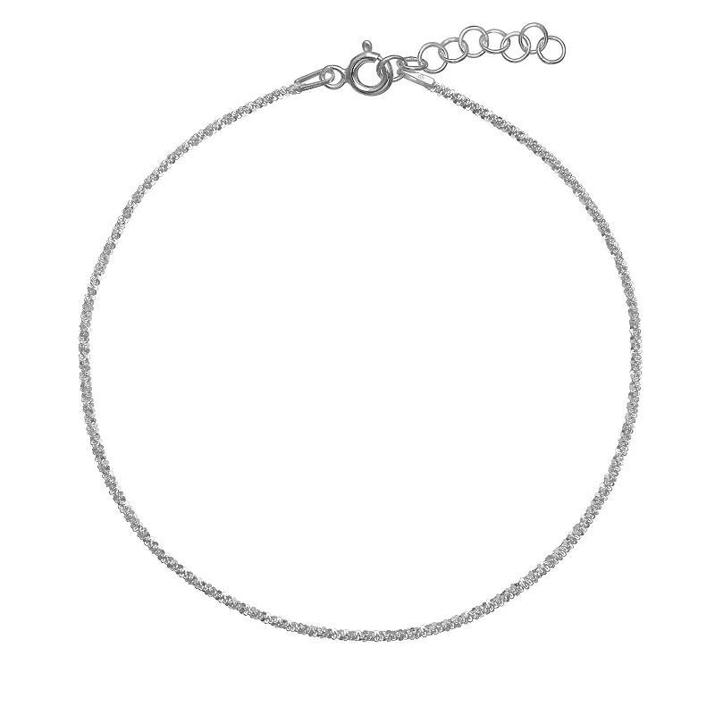 PRIMROSE Sterling Silver Sparkle Chain Anklet, Women's, Size: 9", Silver Tone Product Image
