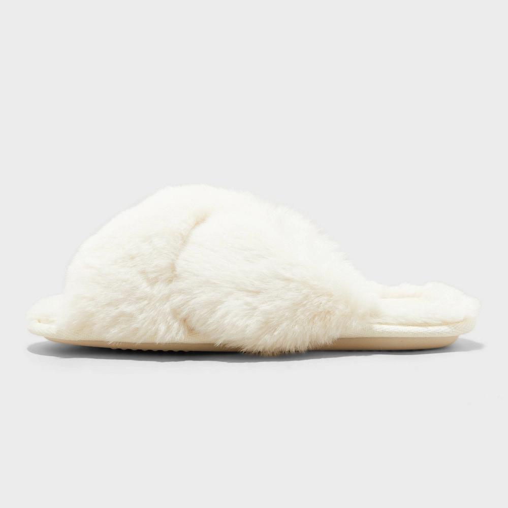Women's Paris Crossband Slide Slippers - Auden™ Cream M: Indoor/Outdoor Open Toe House Shoes Product Image