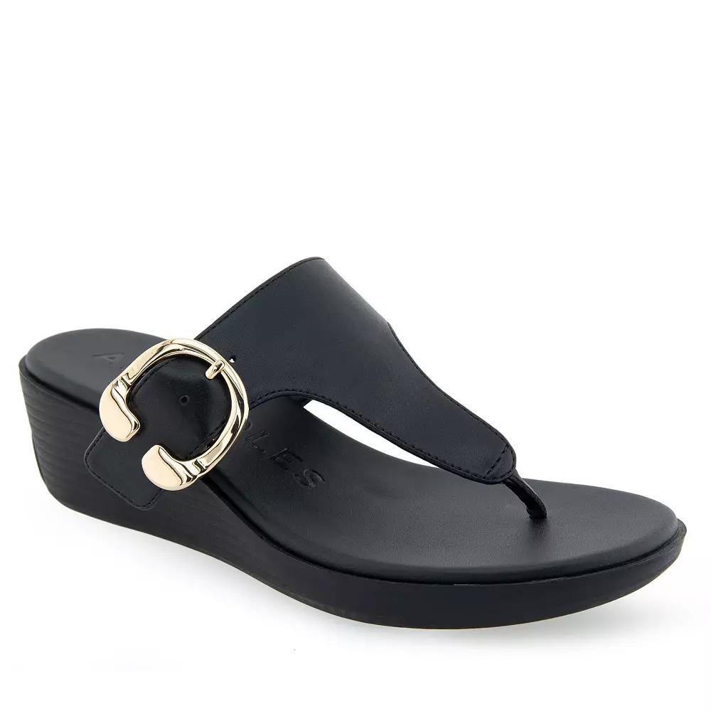 Aerosoles Izola Women's Wedge Sandals, Size: 7.5, Black Pu Product Image