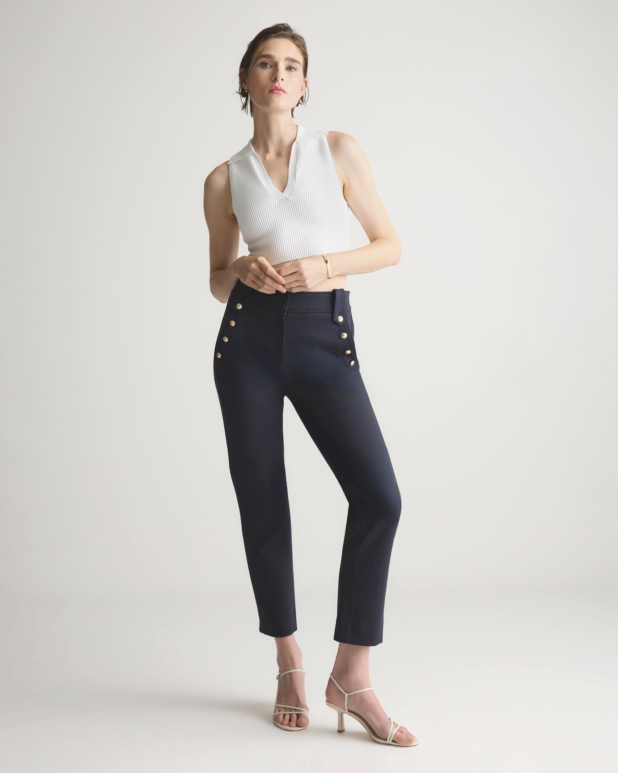 Quince | Women's Cropped Polo Ribbed Knit Tank Top Size XS, Recycled nylon/polyester/spandex Product Image