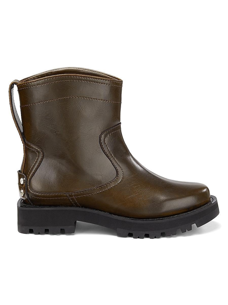 Womens Studs Crinkle Faux-Leather High Boots Product Image
