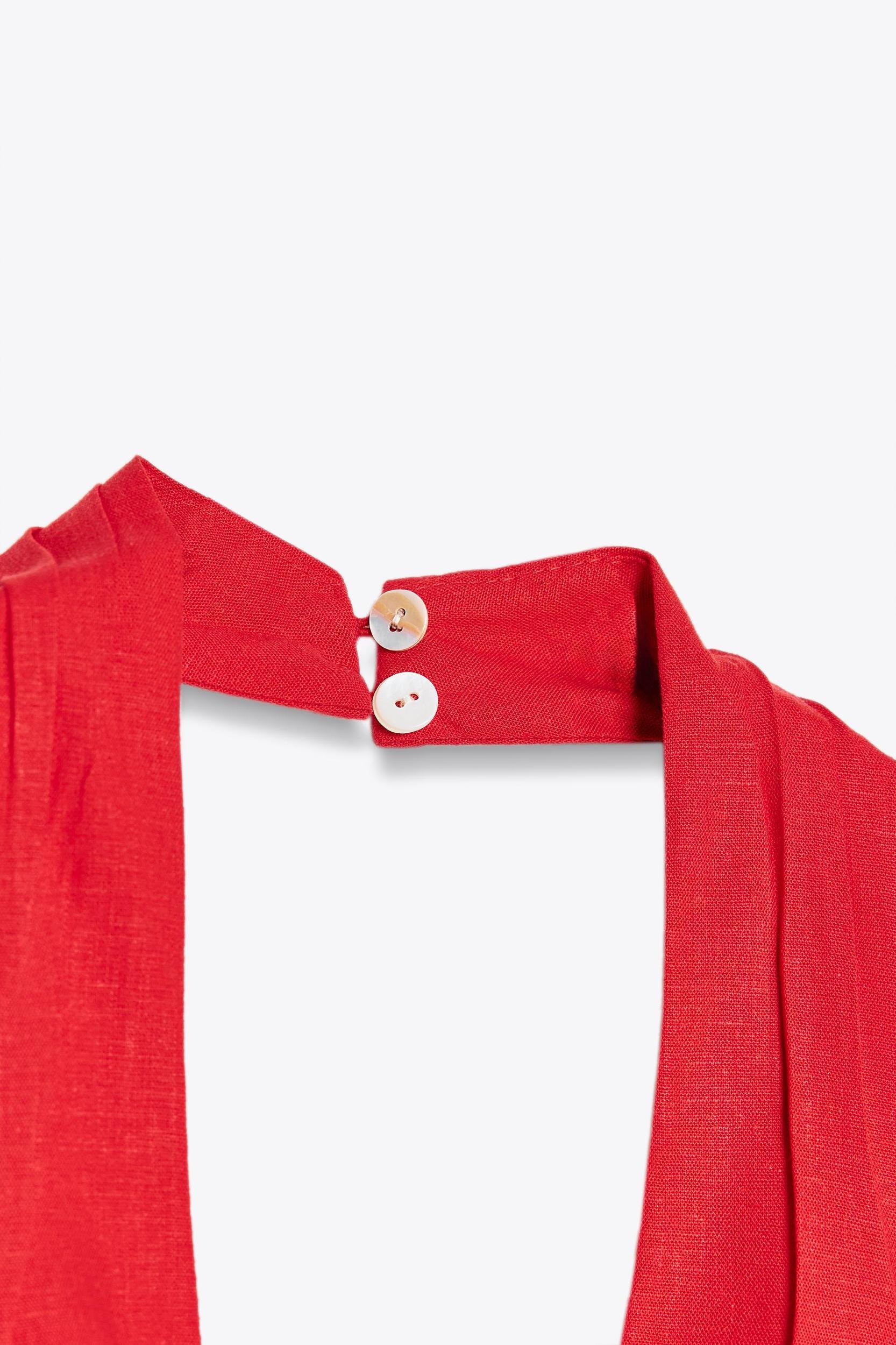 DRAPED LINEN MIDI DRESS Product Image