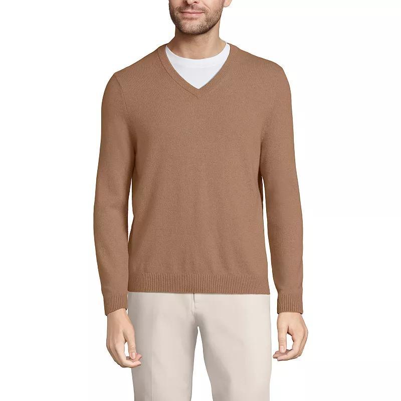 Men's Lands' End Fine-Gauge Cashmere V-neck Sweater, Size: Large, Fresh Red Product Image