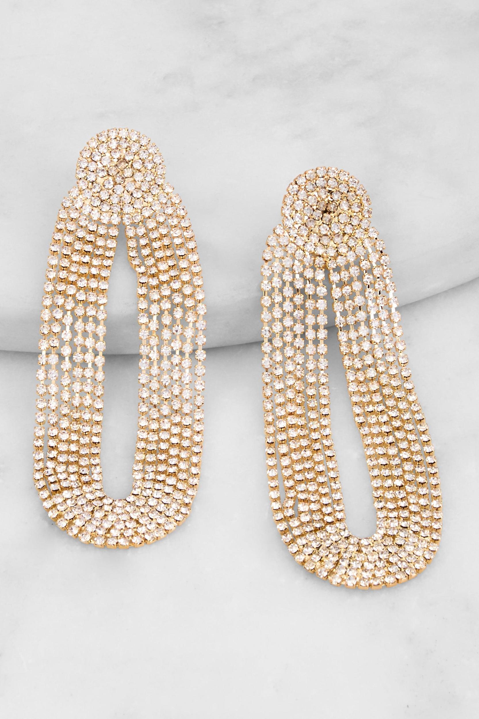 Rhinestone Layered Necklace and Earrings Set Female Product Image
