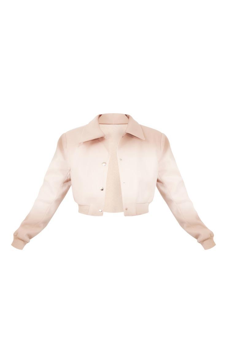 Stone Shoulder Padded Wool Look Cropped Bomber Jacket Product Image