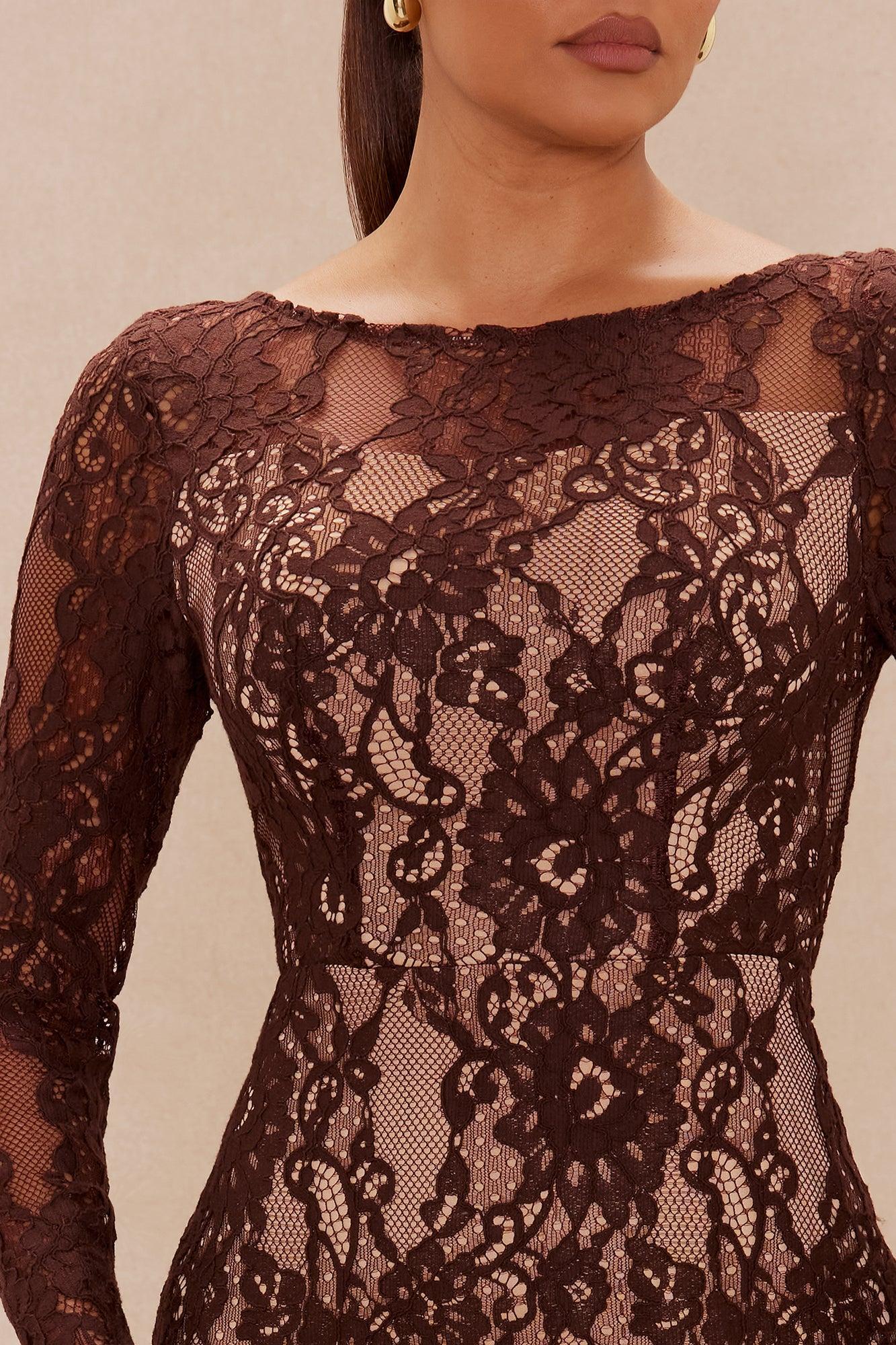 Marlowe Lace Maxi Dress - Chocolate Female Product Image
