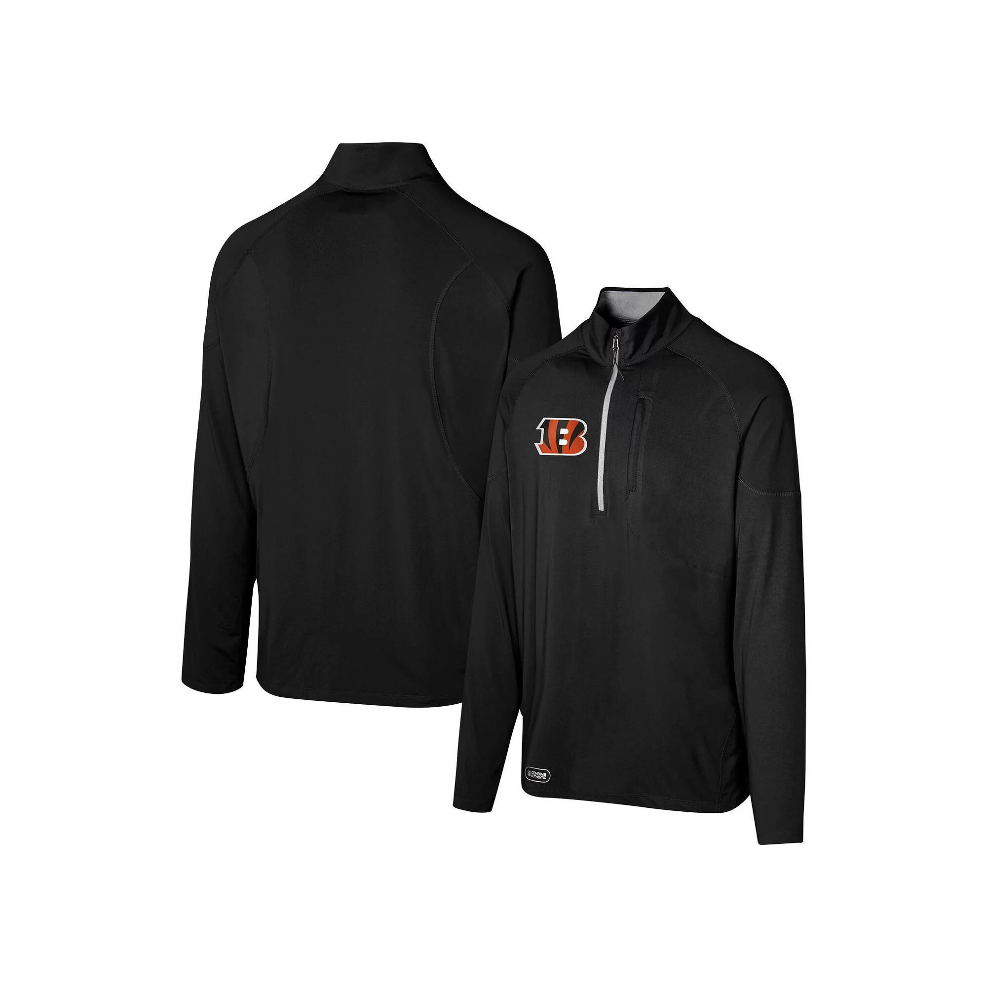 Men's Black Cincinnati Bengals Grind Iron Quarter-Zip Top, Size: Large Product Image