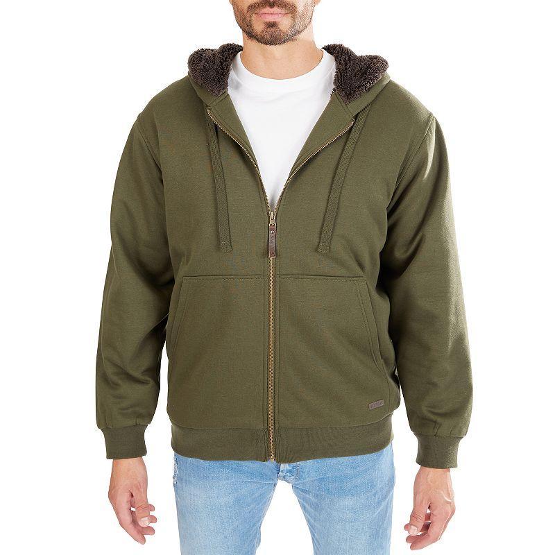 Men's Smith's Workwear Buffalo Plaid Sweater Fleece Hooded Jacket, Size: XL, Grey Grey Black Product Image