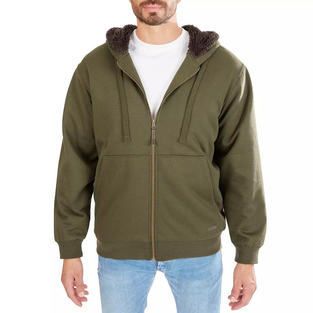Men's Smith's Workwear Buffalo Plaid Sweater Fleece Hooded Jacket, Size: XL, Grey Grey Black Product Image