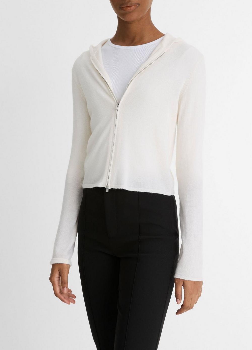 Womens Wool-Blend Zip Hoodie, Off White, Size M Vince Product Image