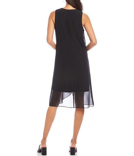 Karen Kane Round Neck Sleeveless Drape Crossover Dress Product Image