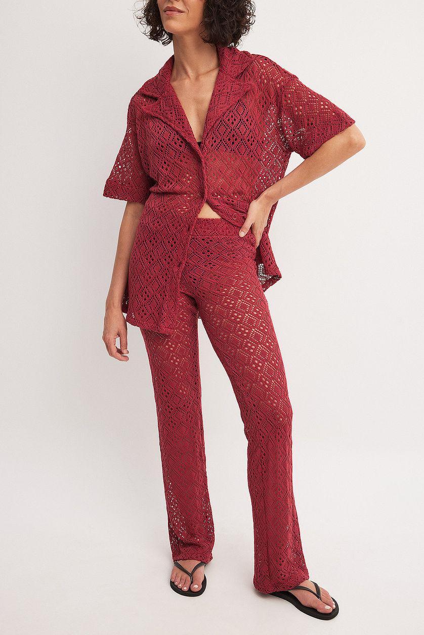 Crochet Loose Mid Waist Pants Product Image