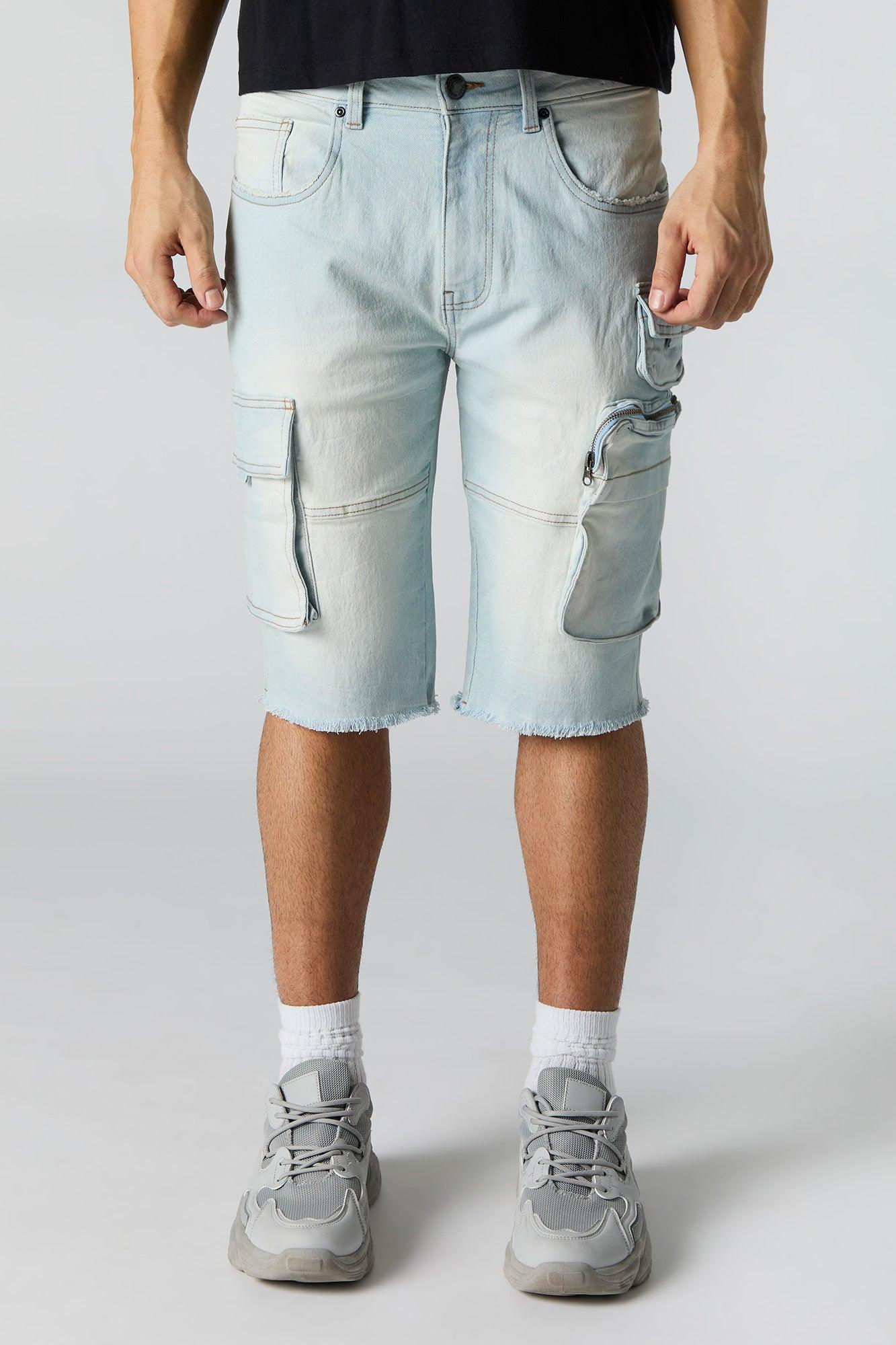 Stretch Denim Longline Cargo Short Male Product Image