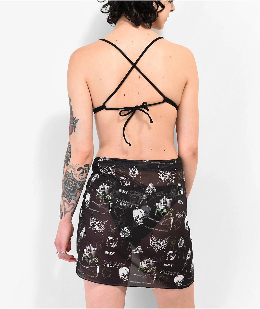 Broken Promises Undead Black Mesh Bikini Cover Up Product Image