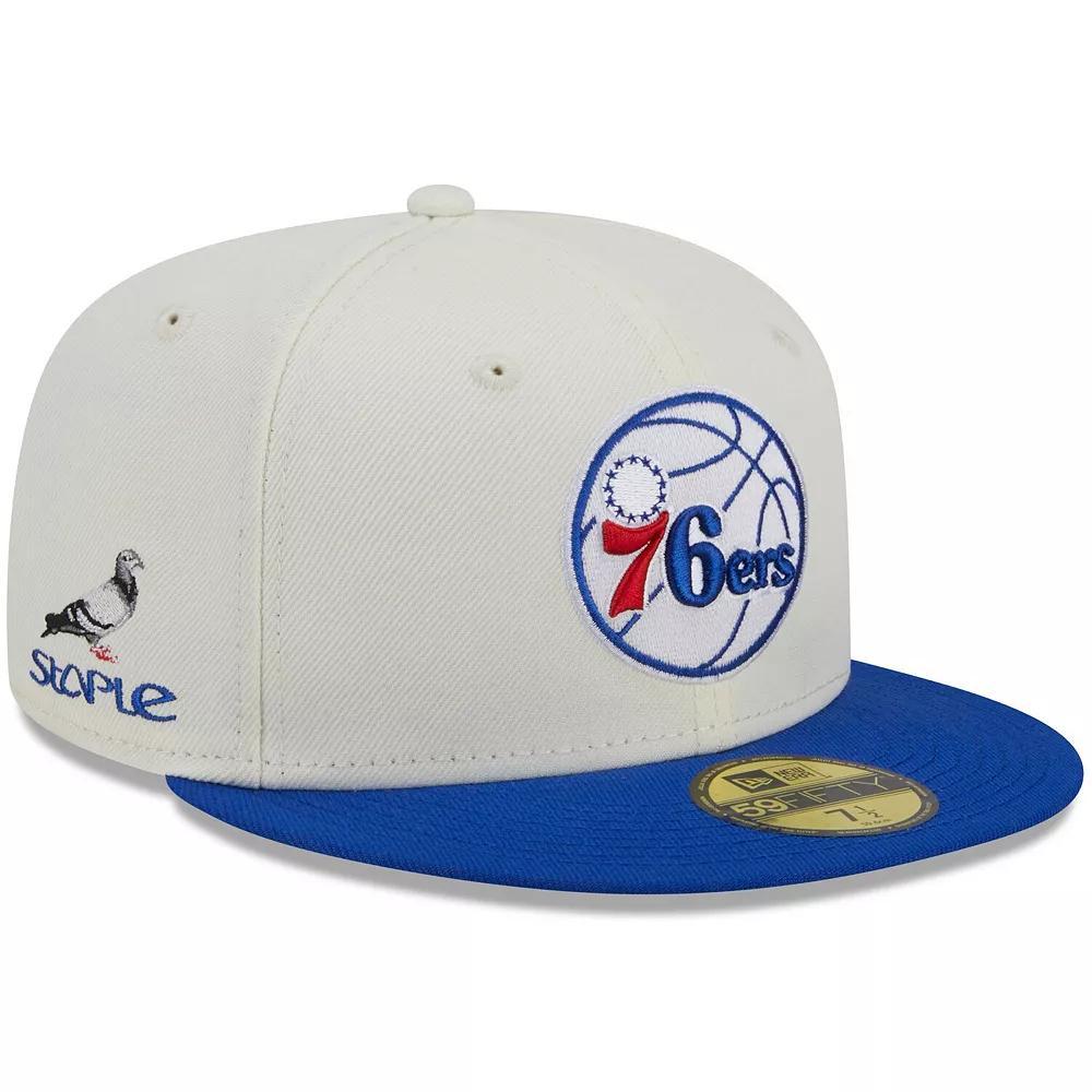 Men's New Era x Staple  Cream/Royal Philadelphia 76ers NBA x Staple Two-Tone 59FIFTY Fitted Hat, Size: 7 3/4, 76r Beige Product Image