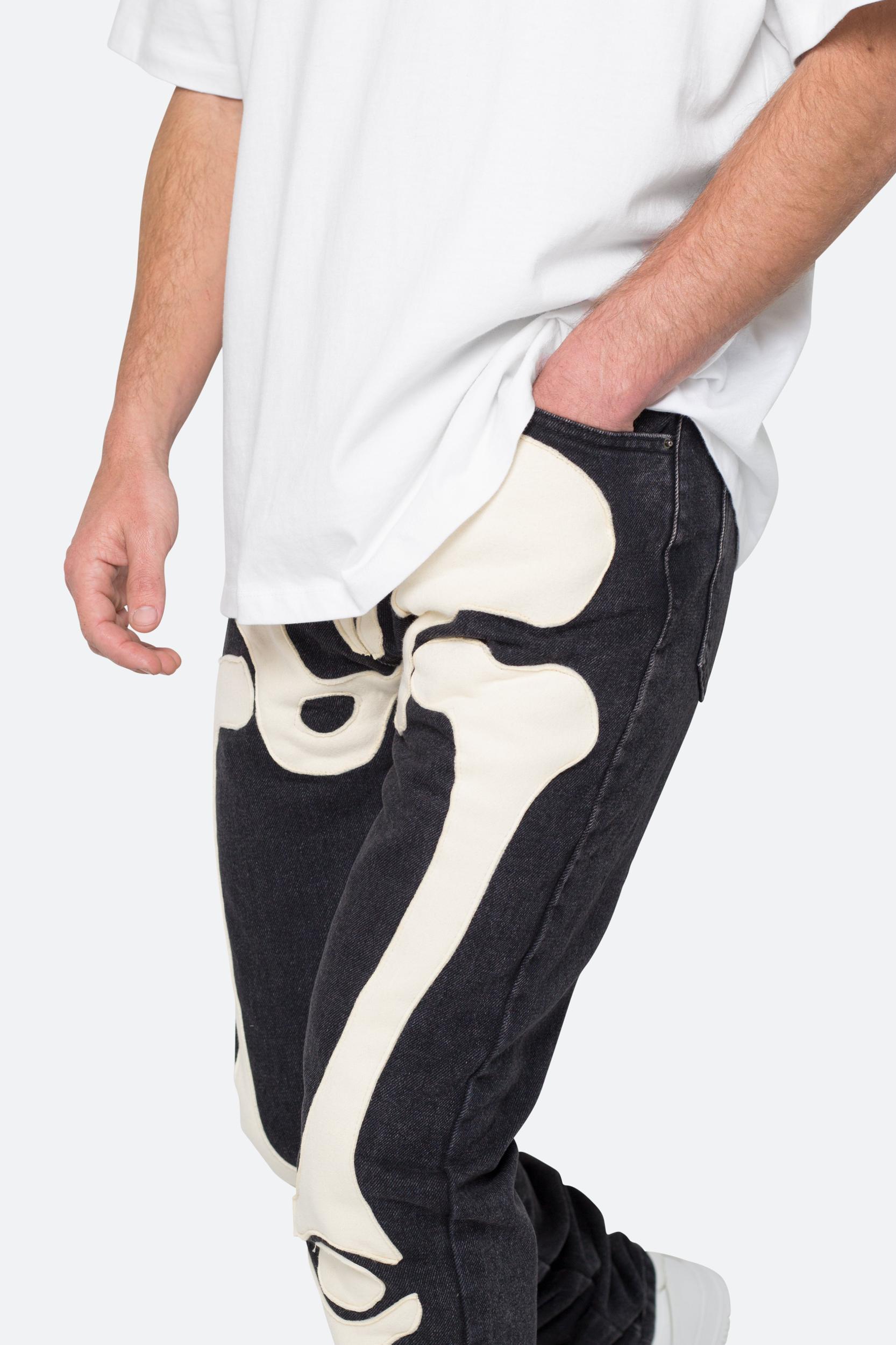 D184 Skeleton Straight Denim - Black/White Male Product Image