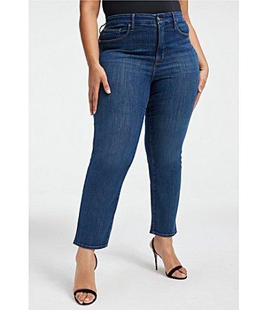 Good American Good Leg High Rise Straight Stretch Denim Jeans Product Image
