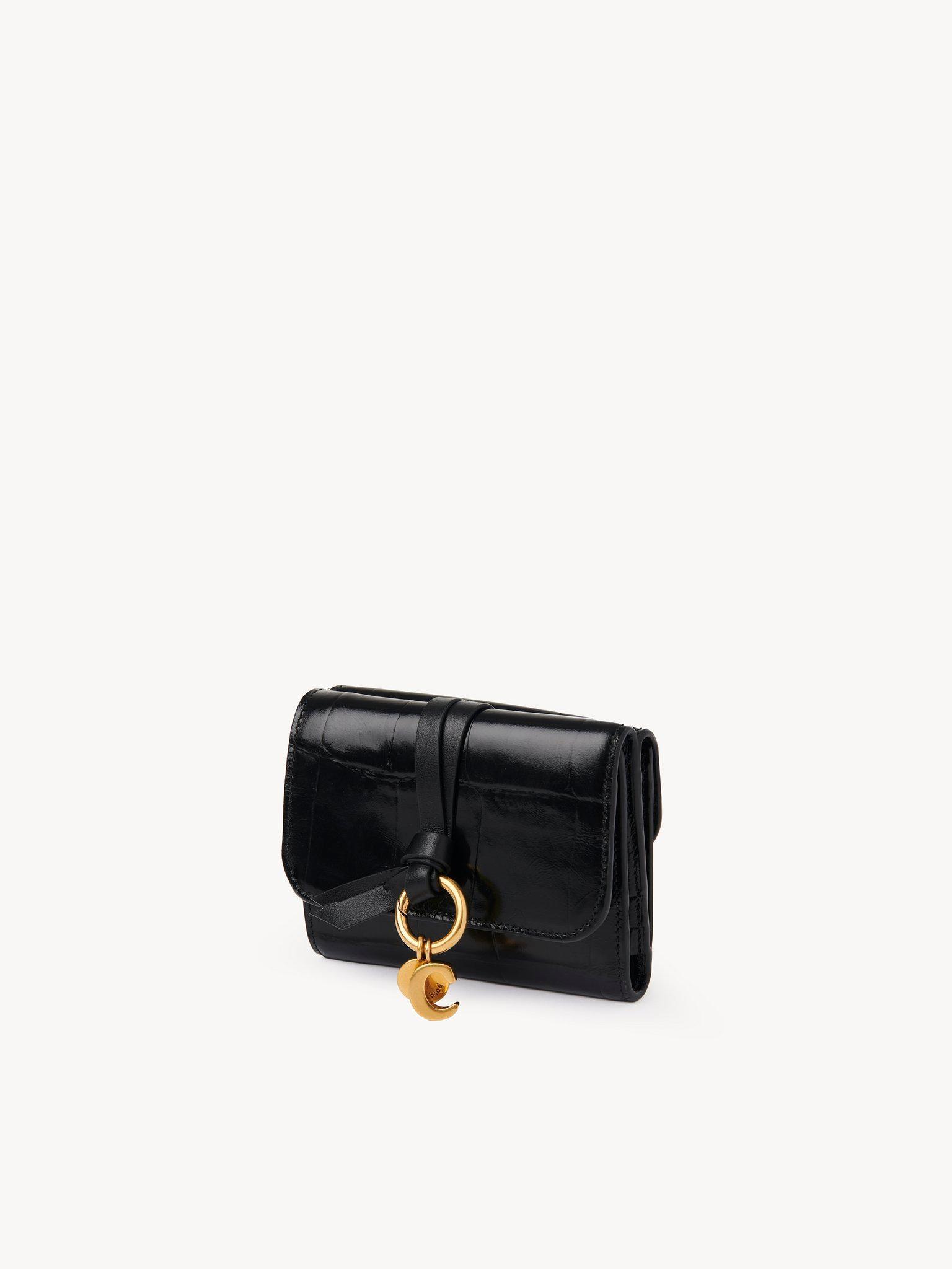 Small Alphabet tri-fold in croco-effect leather Product Image
