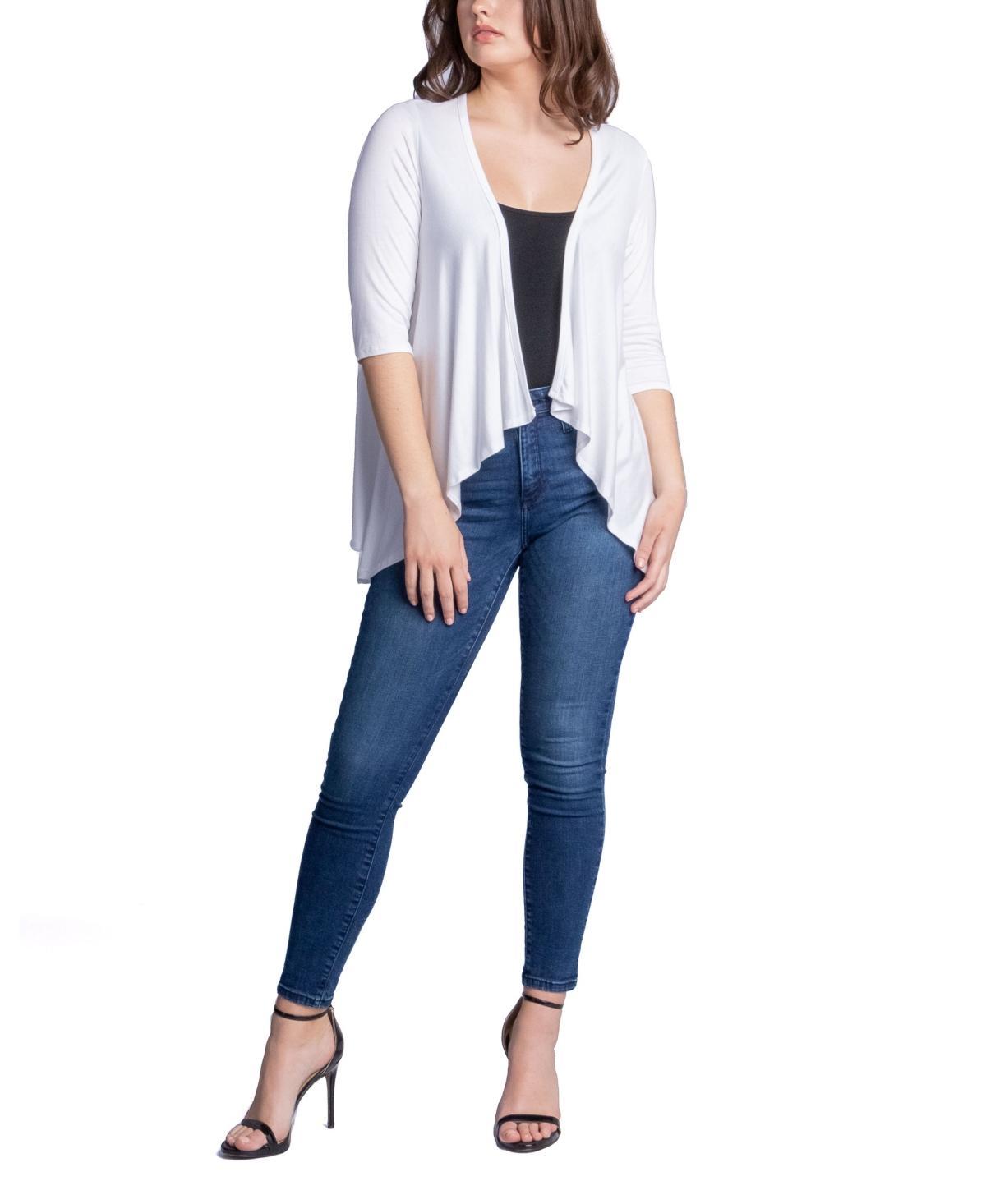 24seven Comfort Apparel Womens Open Front Elbow Length Sleeve Cardigan Sweater Product Image