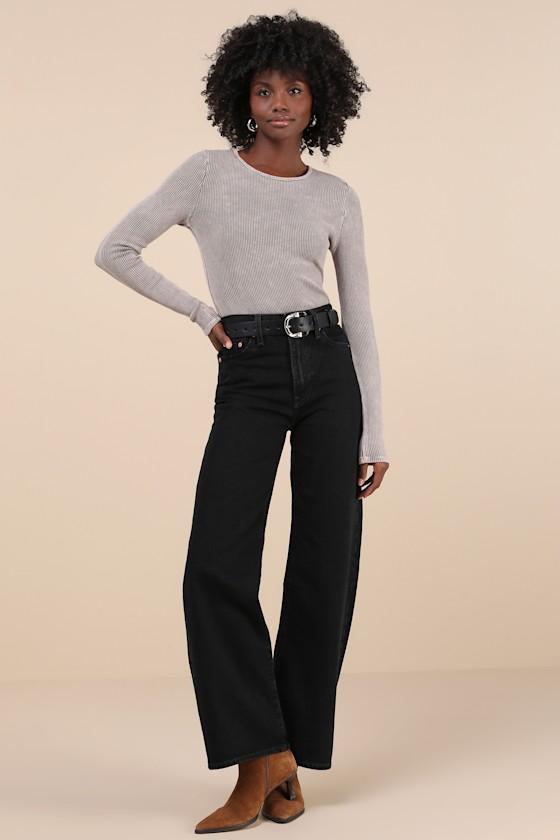 Ribcage Black Wide-Leg High-Waisted Denim Jeans Product Image