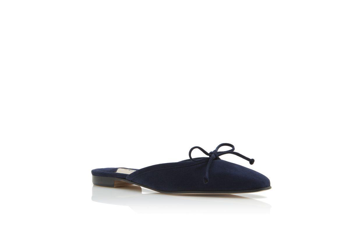 BALLERIMU Navy Blue Suede Flat Mules Product Image