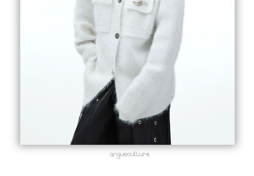 Collar Applique Buckled Button Jacket Product Image