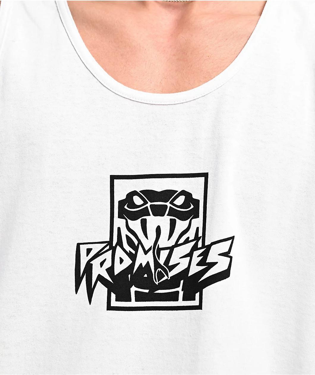 Broken Promises Shredded White Tank Top Product Image