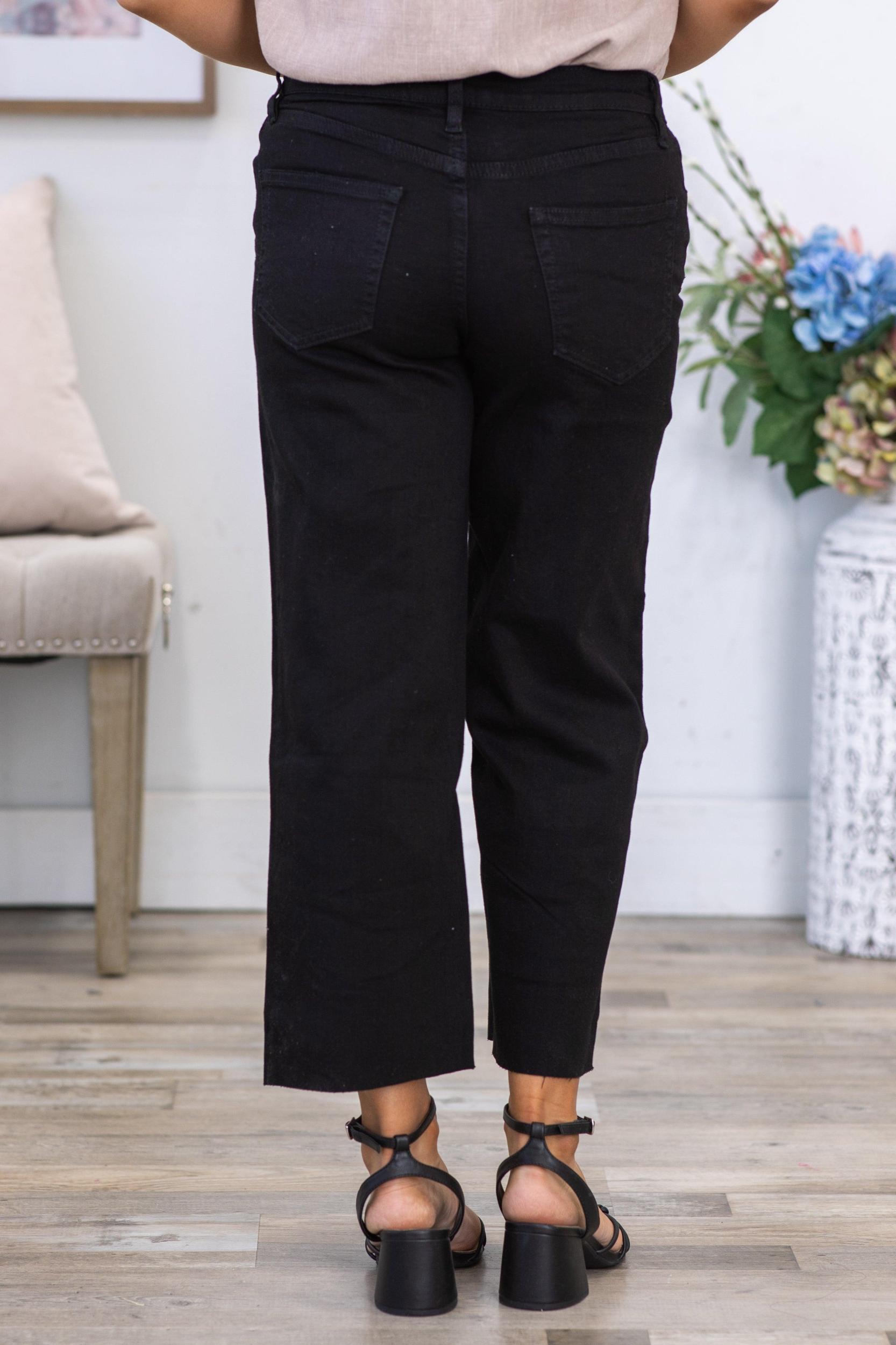 YMI Black Mid Rise Cropped Wide Leg Jean Product Image