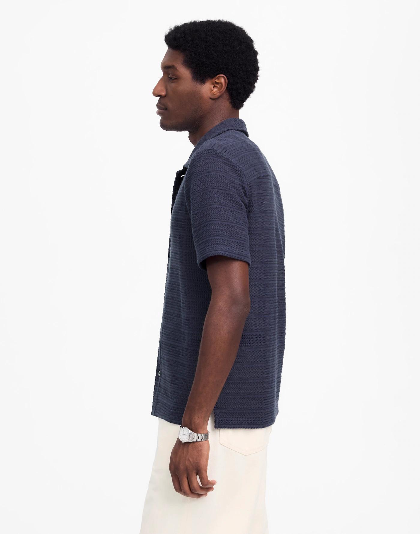 Jacquard-Knit Short-Sleeve Button-Up Shirt Product Image
