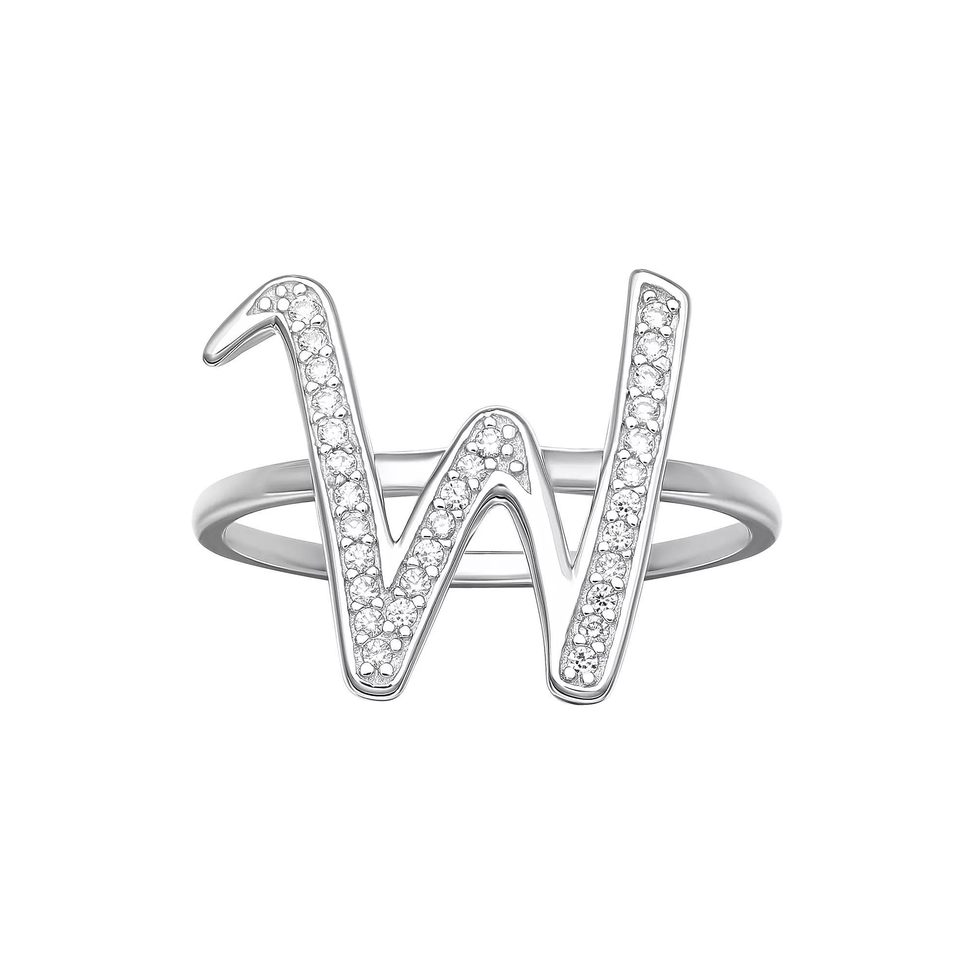 PRIMROSE Sterling Silver Cubic Zirconia Initial Ring, Women's, Size: 7, Sterling Silver T Product Image