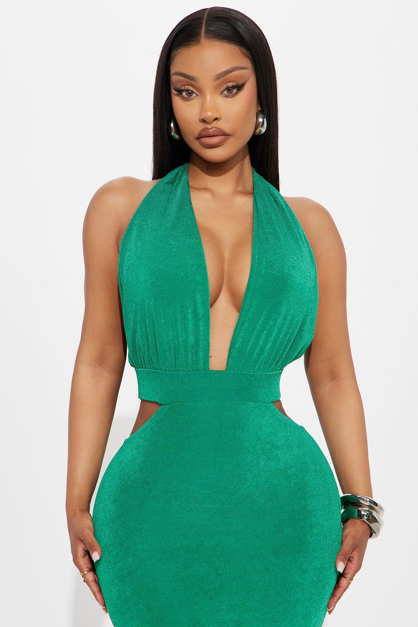 Victoria Backless Slinky Maxi Dress - Kelly Green Product Image