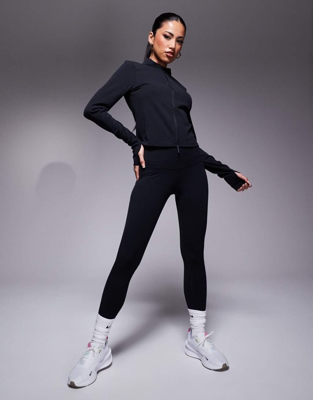Nike Training Zenvy Yoga full zip longsleeve top in black Product Image