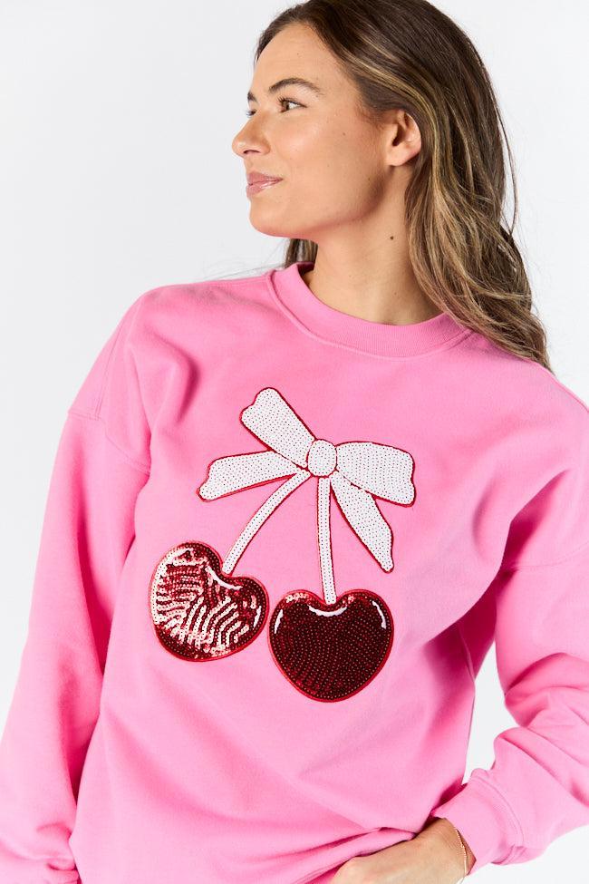 Cherry Patch Pink Oversized Sweatshirt FINAL SALE Product Image