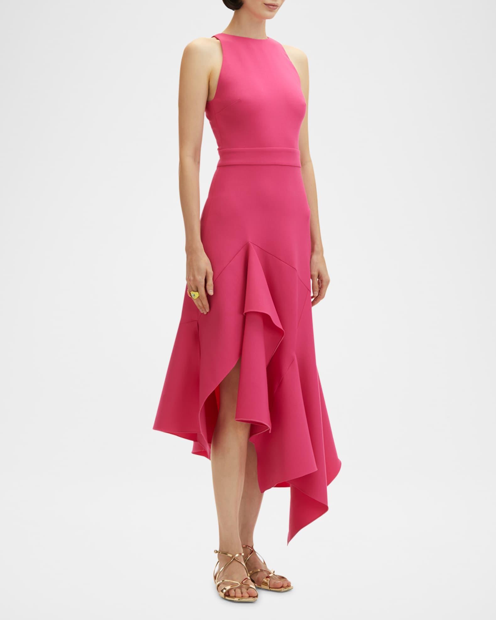 Sleeveless Asymmetric Drape-Hem Midi Dress Product Image