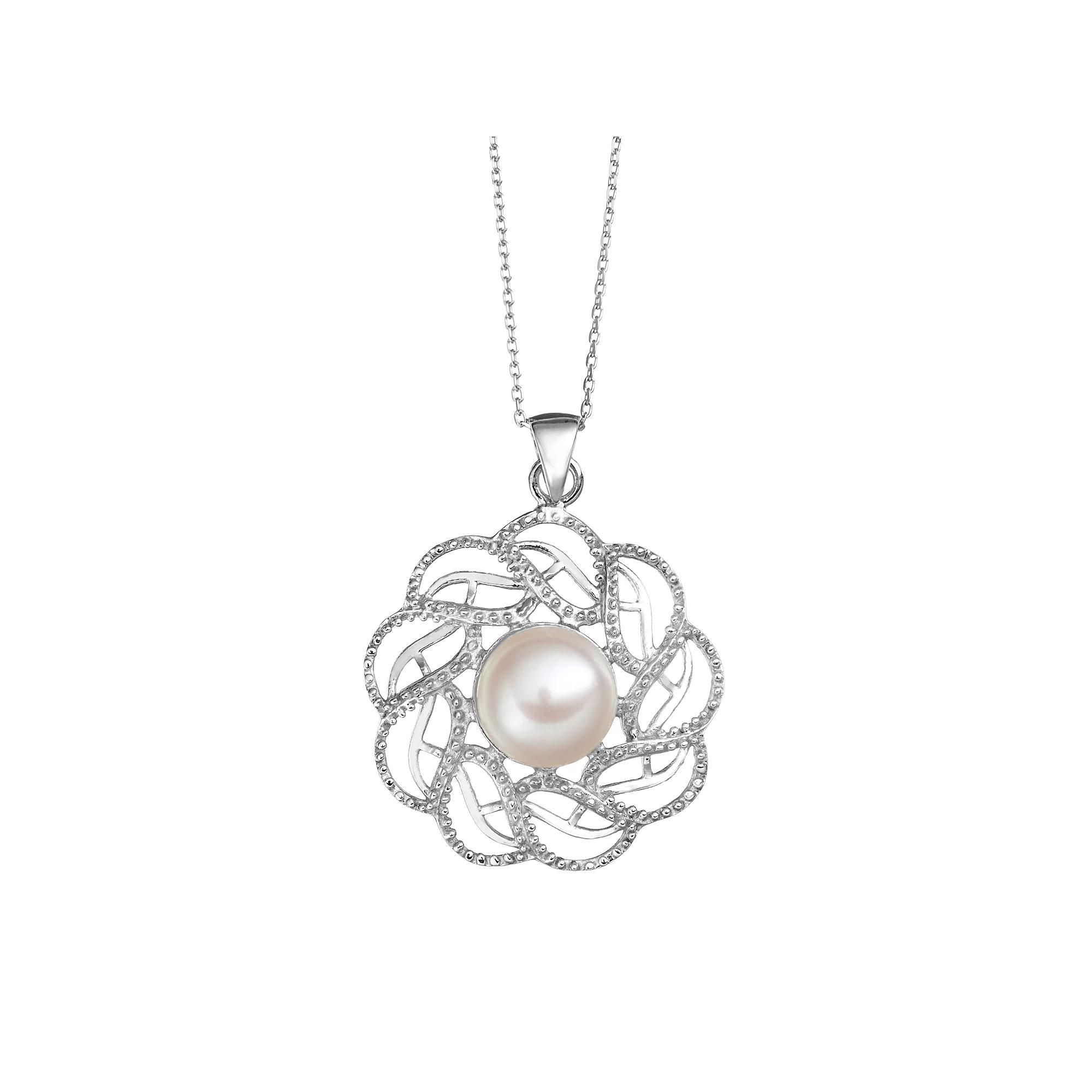 Freshwater Cultured Pearl Sterling Silver Openwork Pendant Necklace, Women's, Size: 18", White Product Image