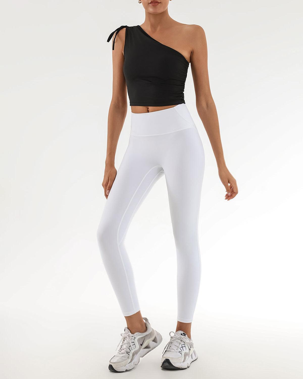 Black One Shoulder Yoga Tank Top Product Image