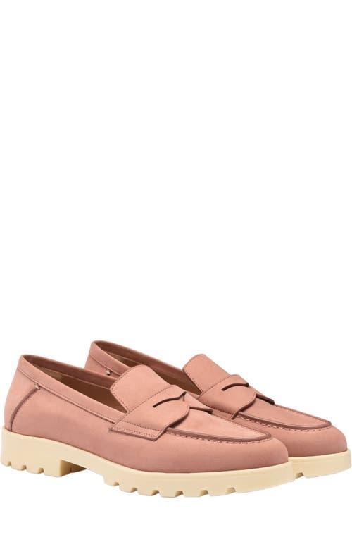 Santoni Womens Pink Nubuck LugSole Loafer Product Image